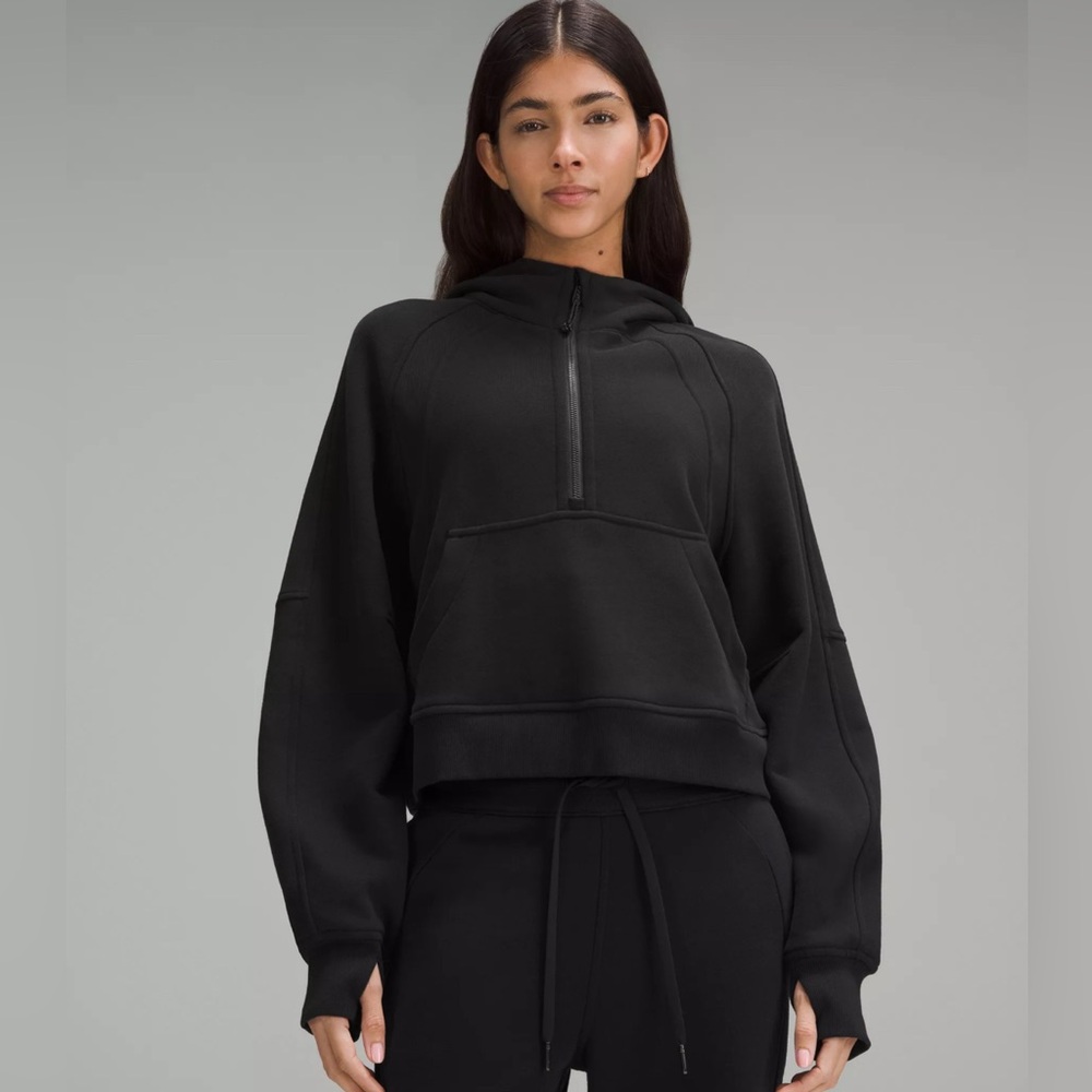 Lululemon Black Scuba Oversized Half-zip Cropped Hoodie Sz 6